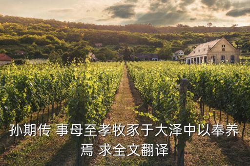孫期傳 事母至孝牧豕于大澤中以奉養焉 求全文翻譯