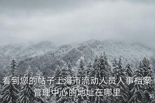 看到您的帖子上海市流動人員人事檔案管理中心的地址在哪里