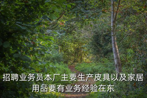 招聘業務員本廠主要生產皮具以及家居用品要有業務經驗在東