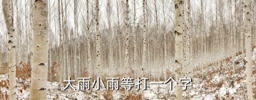 大雨小雨，大雨和小雨是怎么區分的