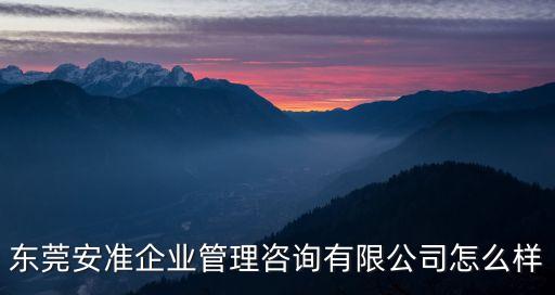 東莞安準企業管理咨詢有限公司怎么樣