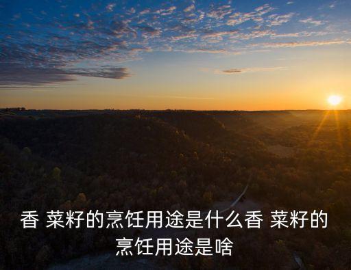 香 菜籽的烹飪用途是什么香 菜籽的烹飪用途是啥