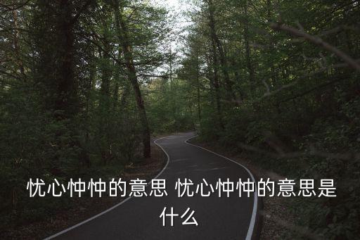  憂心忡忡的意思 憂心忡忡的意思是什么