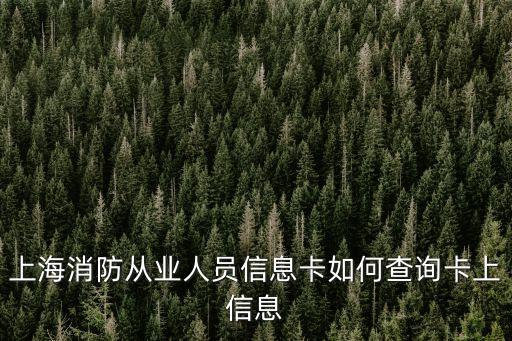 上海市消防從業人員信息卡，上海消防從業人員信息卡如何查詢卡上信息