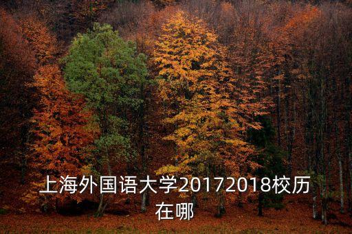 上海外國語大學20172018校歷在哪