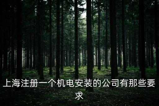 上海市機電安裝資質(zhì)標準，上海注冊一個機電安裝的公司有那些要求