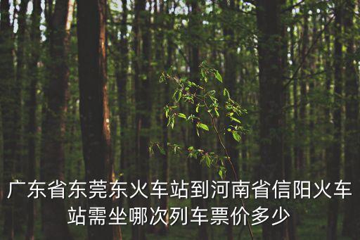 廣東省東莞東火車(chē)站到河南省信陽(yáng)火車(chē)站需坐哪次列車(chē)票價(jià)多少