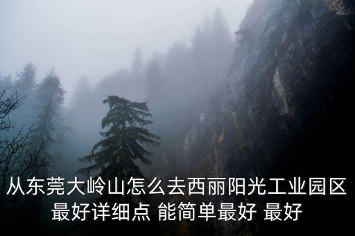 從東莞大嶺山怎么去西麗陽光工業園區最好詳細點 能簡單最好 最好