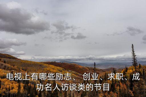 電視上有哪些勵志、 創業、求職、成功名人訪談類的節目