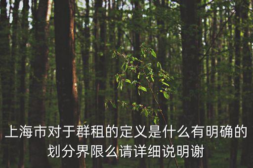 上海市對于群租的定義是什么有明確的劃分界限么請詳細說明謝
