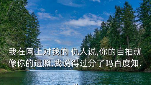 我在網(wǎng)上對我的 仇人說,你的自拍就像你的遺照,我說得過分了嗎百度知...