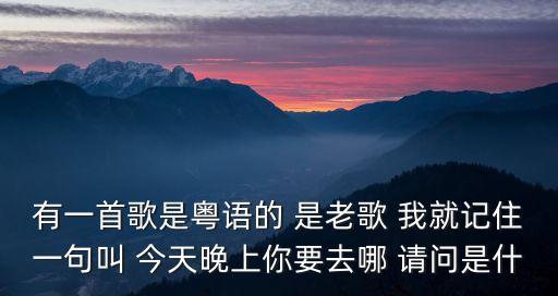 有一首歌是粵語的 是老歌 我就記住一句叫 今天晚上你要去哪 請問是什