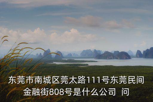 東莞市南城區(qū)莞太路111號東莞民間金融街808號是什么公司  問