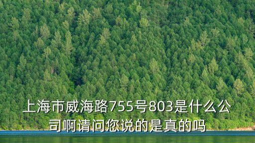 上海市威海路755號803是什么公司啊請問您說的是真的嗎