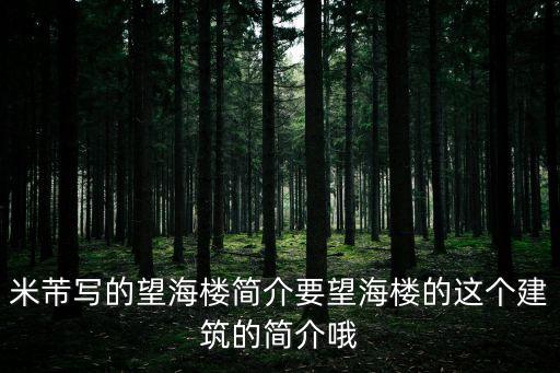 米芾寫的望海樓簡介要望海樓的這個建筑的簡介哦