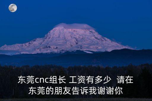 東莞cnc組長 工資有多少  請在東莞的朋友告訴我謝謝你