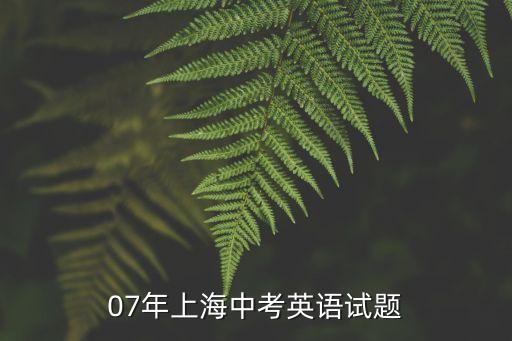上海市重點中學英語期中卷，07年上海中考英語試題