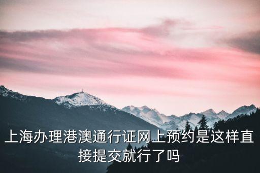上海辦理港澳通行證網上預約是這樣直接提交就行了嗎