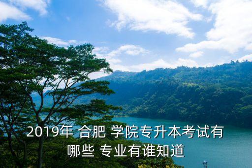 2019年 合肥 學院專升本考試有哪些 專業有誰知道