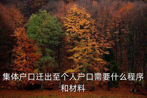 集體戶口遷出至個人戶口需要什么程序和材料