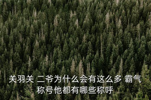 關羽關 二爺為什么會有這么多 霸氣稱號他都有哪些稱呼