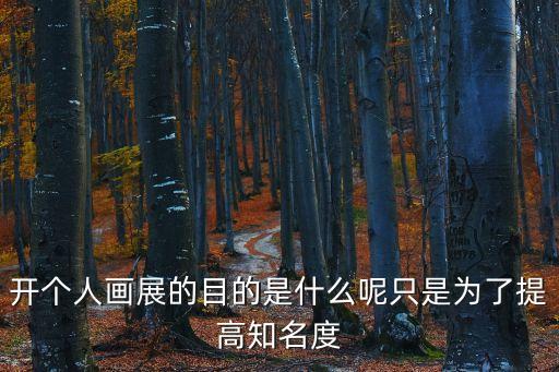 開個人畫展的目的是什么呢只是為了提高知名度