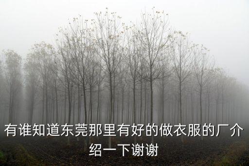 有誰知道東莞那里有好的做衣服的廠介紹一下謝謝