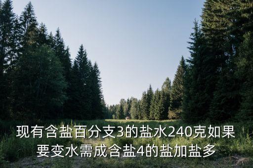 現有含鹽百分支3的鹽水240克如果要變水需成含鹽4的鹽加鹽多