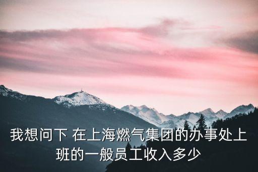 上海市燃氣管理處錢斌，我想問下 在上海燃氣集團的辦事處上班的一般員工收入多少