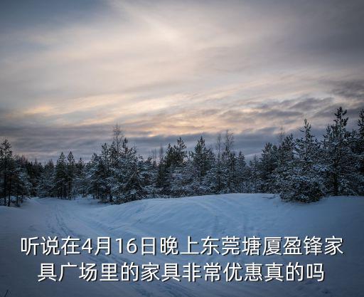 東莞盈鋒商務廣場，聽說在4月16日晚上東莞塘廈盈鋒家具廣場里的家具非常優惠真的嗎