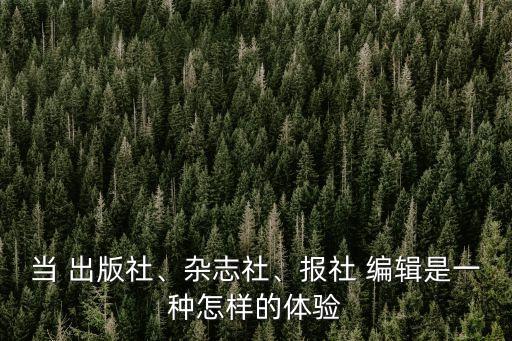 出版社編輯,我的工作是記者兼編輯!