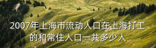 2007年上海市流動人口在上海打工的和常住人口一共多少人