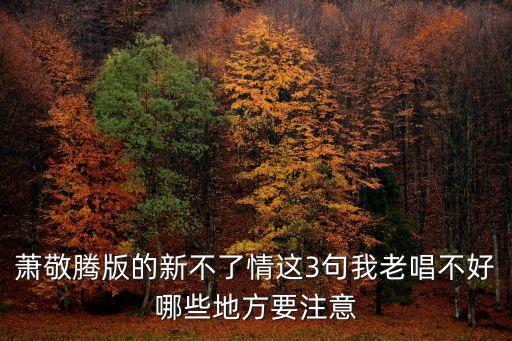 蕭敬騰版的新不了情這3句我老唱不好哪些地方要注意