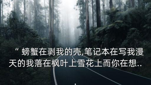 “ 螃蟹在剝我的殼,筆記本在寫我漫天的我落在楓葉上雪花上而你在想...