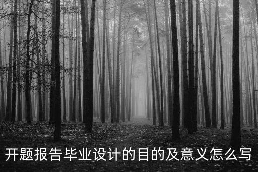 開題報告畢業設計的目的及意義怎么寫