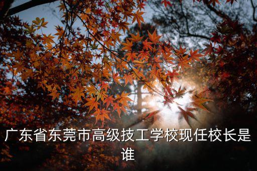 廣東省東莞市高級技工學校現任校長是誰