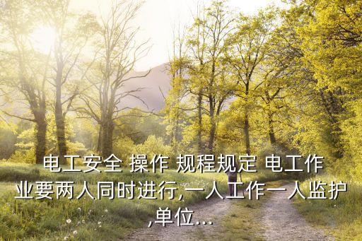  電工安全 操作 規程規定 電工作業要兩人同時進行,一人工作一人監護,單位...