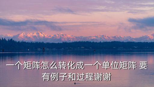 怎樣綁魚鉤，一個矩陣怎么轉化成一個單位矩陣 要有例子和過程謝謝