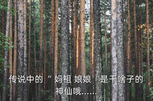 傳說中的“ 媽祖 娘娘“是干啥子的神仙哦……