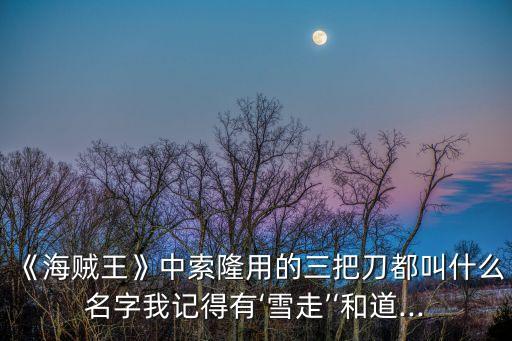 《海賊王》中索隆用的三把刀都叫什么名字我記得有‘雪走’‘和道...