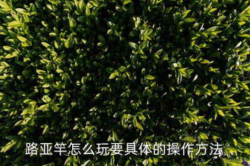 路亞竿怎么玩要具體的操作方法