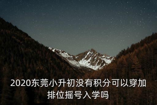 2020東莞小升初沒有積分可以穿加排位搖號入學嗎