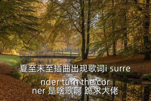 夏至未至插曲出現歌詞i surrender turn the corner 是啥歌啊 跪求大佬