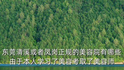 東莞清溪或者鳳崗正規的美容院有哪些由于本人學習了美容考取了美容師