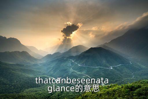 thatcanbeseenata glance的意思
