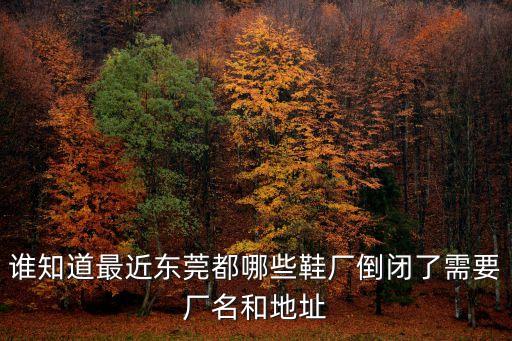 東莞邦勝鞋廠搬遷嗎，誰知道最近東莞都哪些鞋廠倒閉了需要廠名和地址
