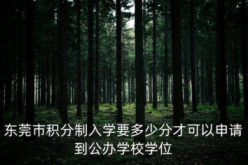 東莞市積分制入學要多少分才可以申請到公辦學校學位