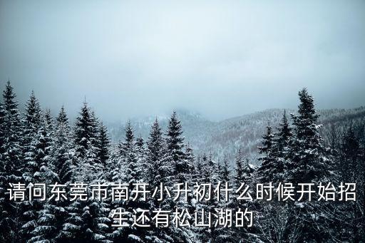 請問東莞市南開小升初什么時候開始招生還有松山湖的