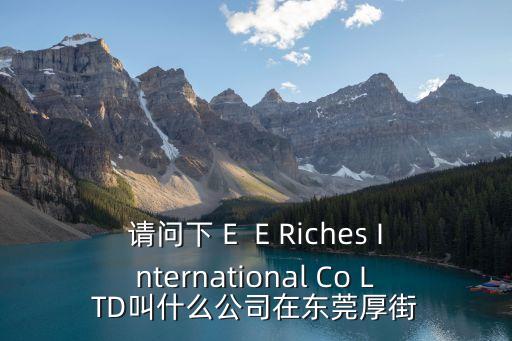 請問下 E  E Riches International Co LTD叫什么公司在東莞厚街