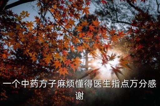 一個中藥方子麻煩懂得醫(yī)生指點萬分感謝